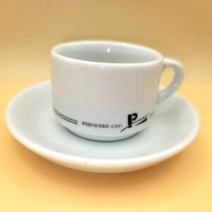 Vintage Porcelain Princess Espresso Cup & Saucer Set White Black dh914